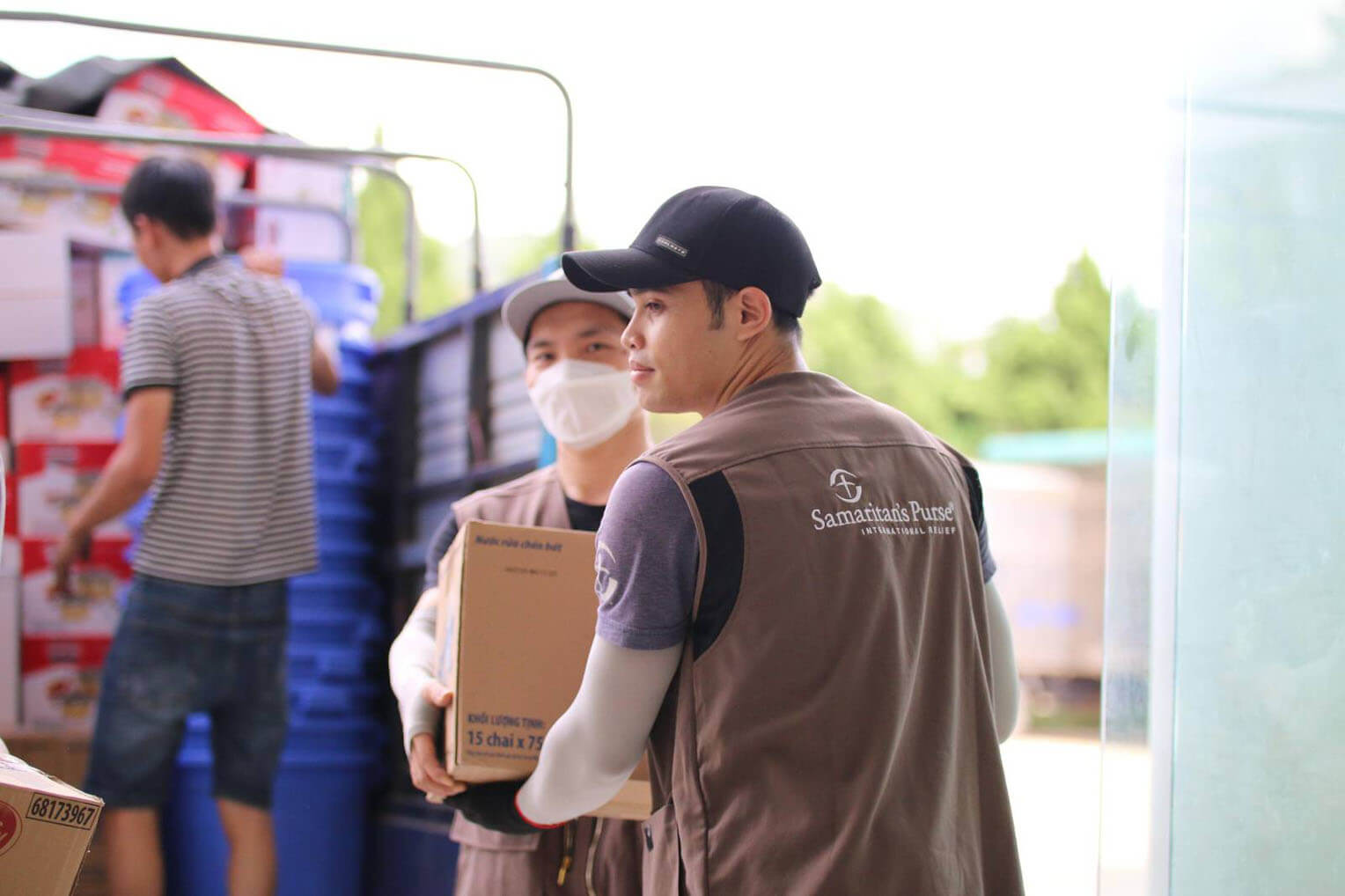 Distributing typhoon relief